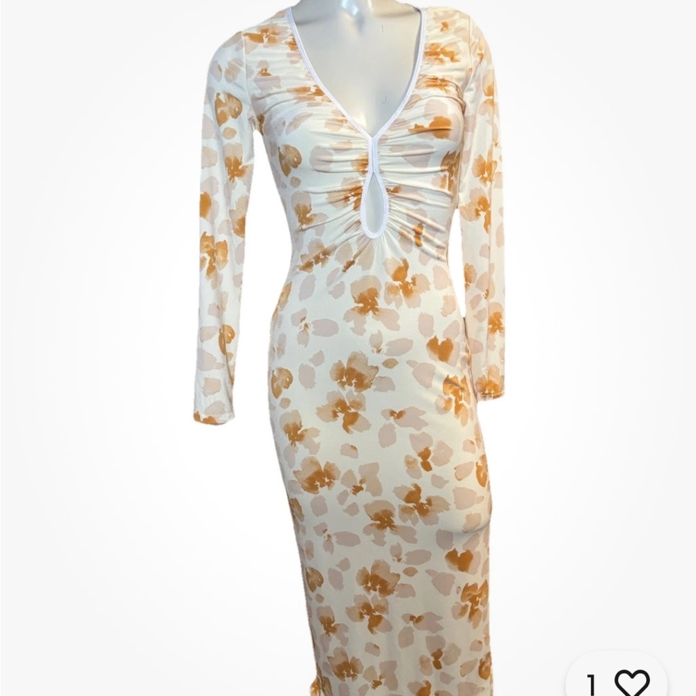 Abercrombie & Fitch Floral Midi Dress XS NWT Long Sleeve Ruched